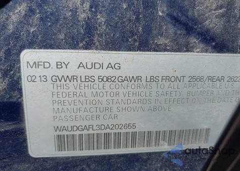 2013 Audi S4 3.0T Premium Plus z USA, uszkodzony, nr VIN WAUDGAFL3DA202655